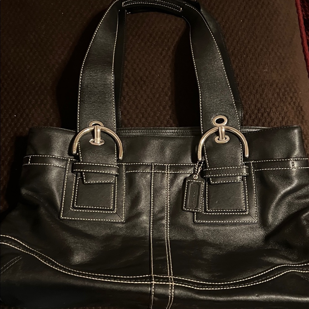 Coach Black Leather Tote Bag